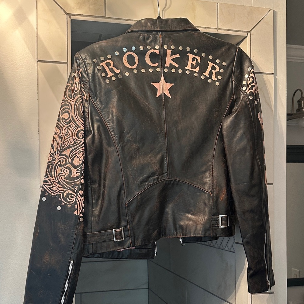 Wilsons Leather Black Jacket with Pink Accents